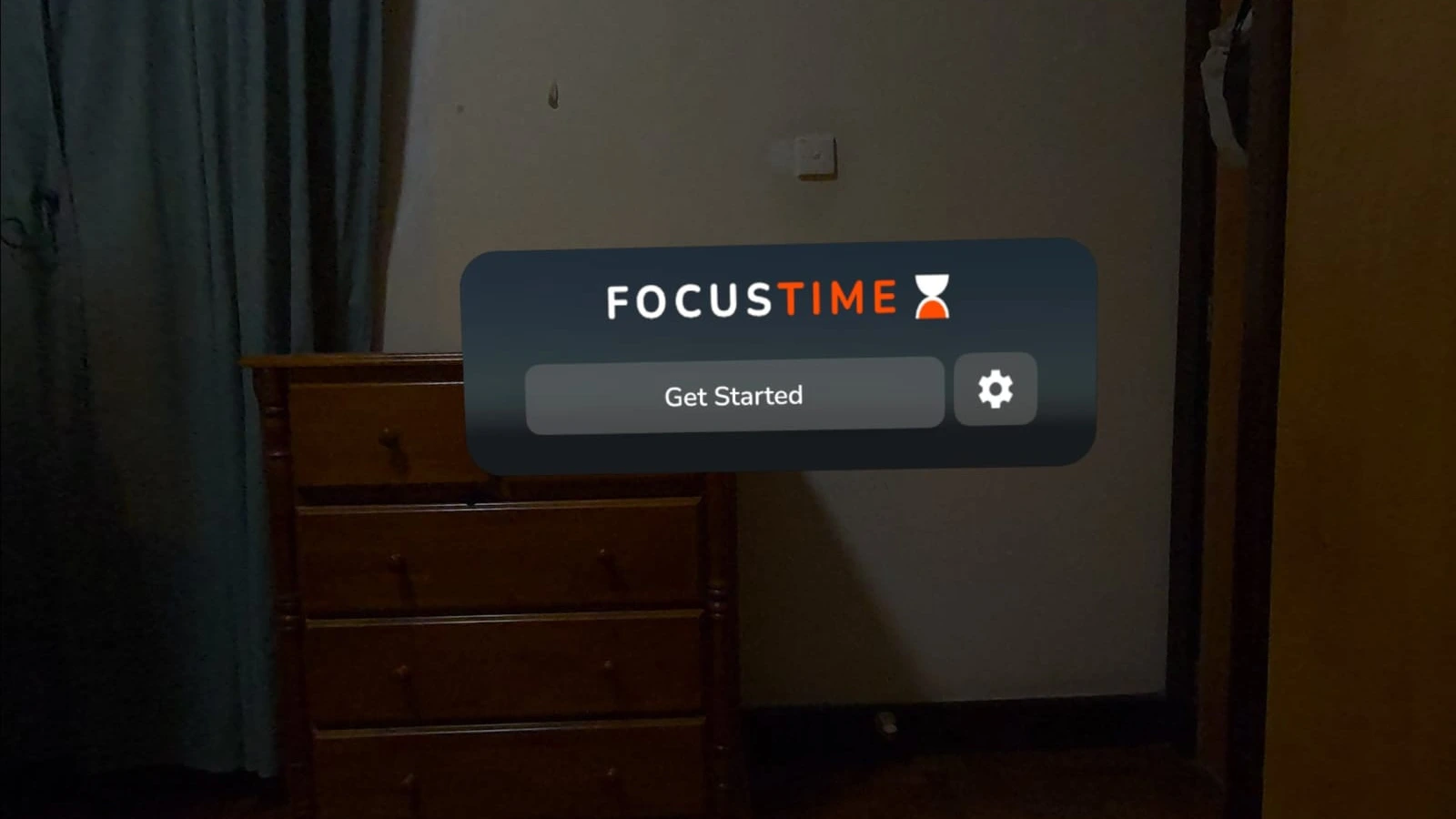 Starting screen showing menu to start a timer