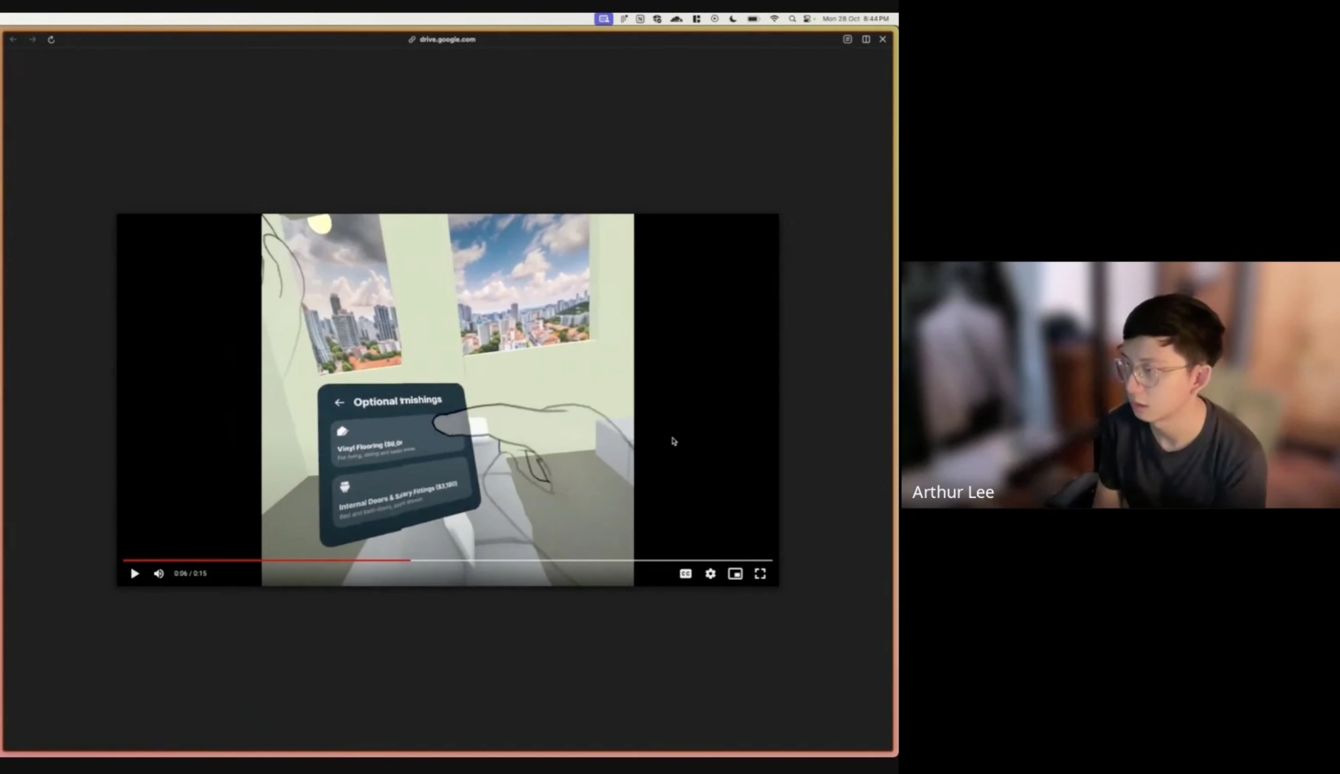 Concept testing with ShapesXR prototype showing optional finishings interface